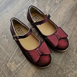 girls shoes size 4 pipperdoodles  mary jane black cherry bow shoes 34 burgandy